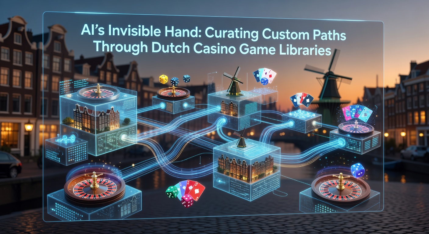 Visualisatie van een AI-dashboard dat gepersonaliseerde spelroutes toont in een Nederlands casino-platform, met grafieken en spel-thumbnails