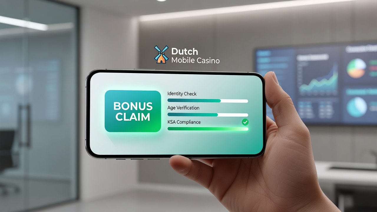 Gebruikersinterface van mobiel casino met verificatieproces