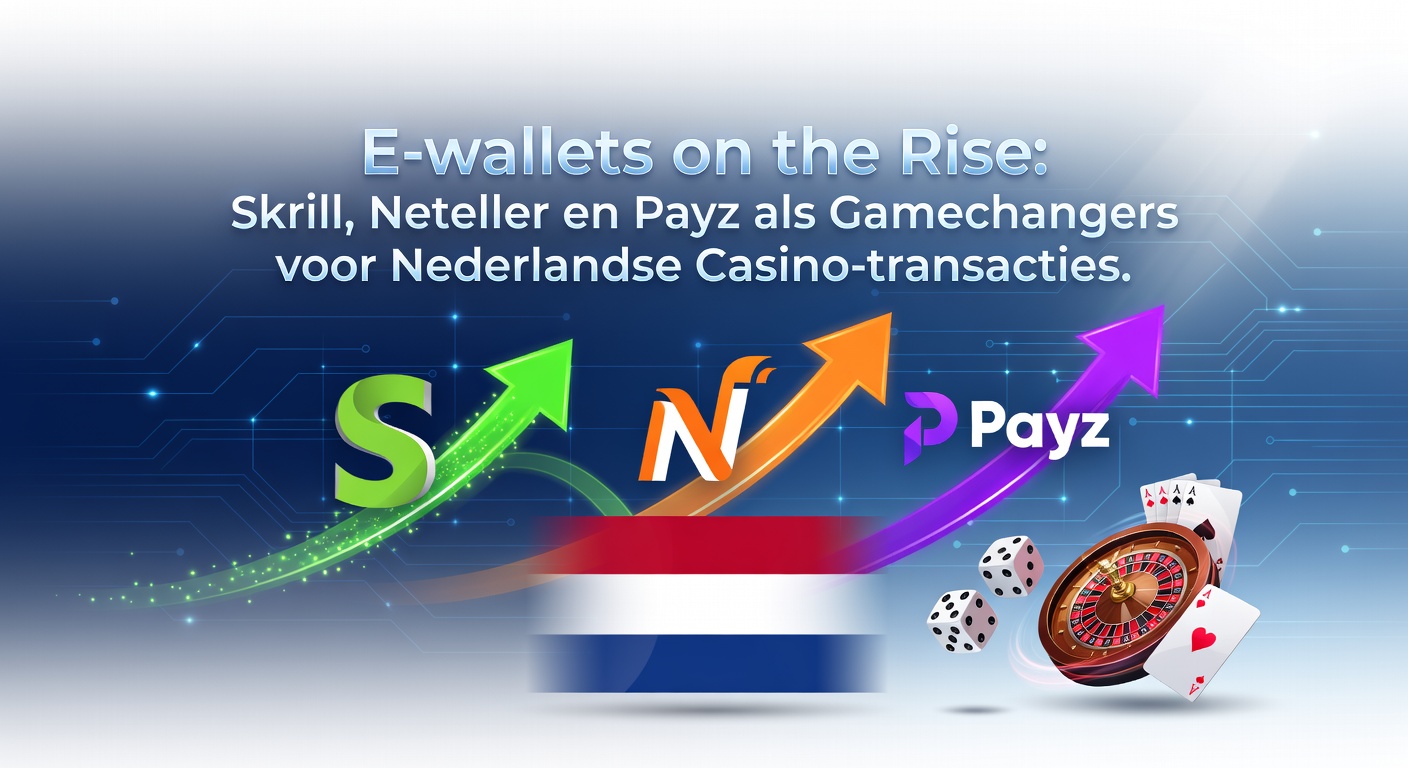 Grafiek met stijgende gebruikscijfers van e-wallets in Nederlandse online casino's, met Skrill, Neteller en Payz prominent