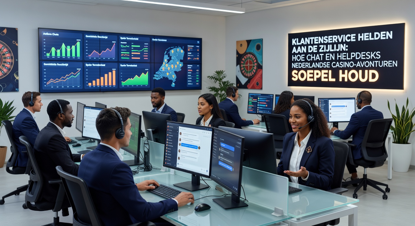 Een helpdesk dashboard met tickets, chatlogs en FAQ-secties in een Nederlands casino-platform, illustrerend efficiënte workflow voor agents