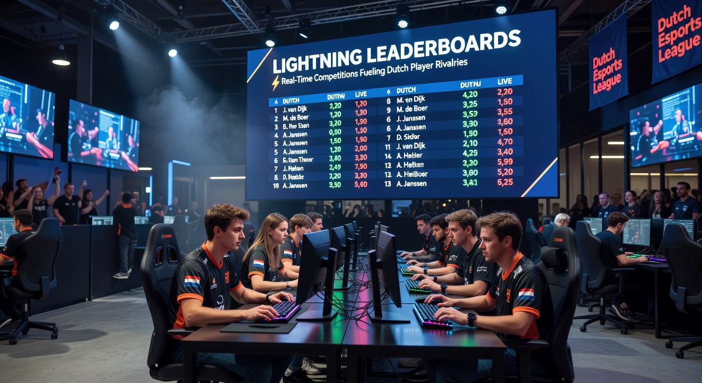 Schermafbeelding van een dynamische lightning leaderboard met live ranglijsten en Nederlandse spelers die strijden om de toppositie