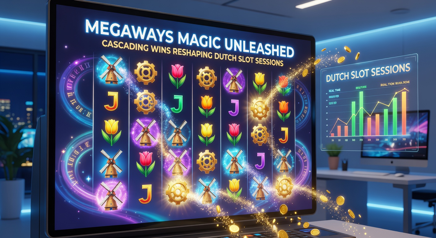 Dynamische Megaways slot in actie met vallende symbolen en exploderende winsten op een Nederlands casino platform