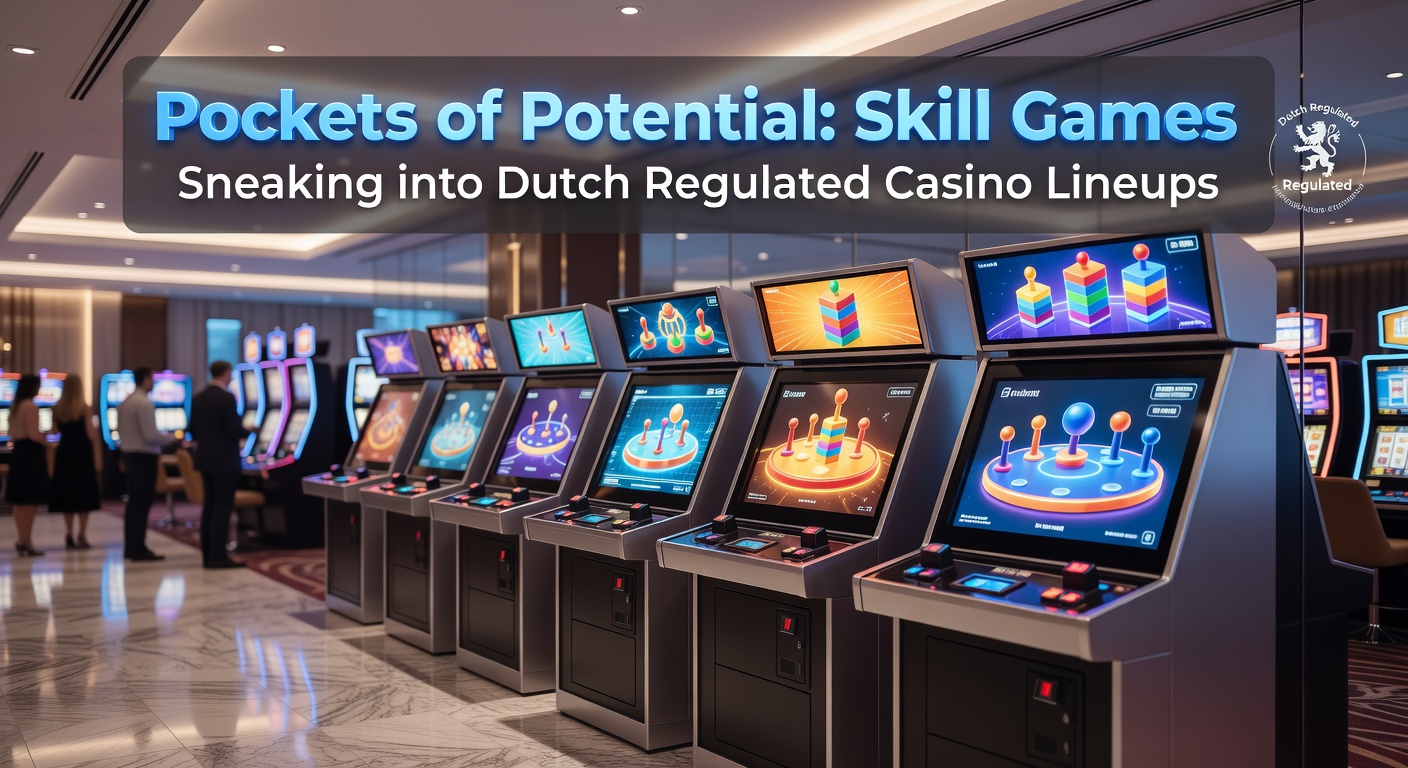 Grafische weergave van skill games die integreren in een Nederlands casino platform, met elementen van strategie en dobbelstenen