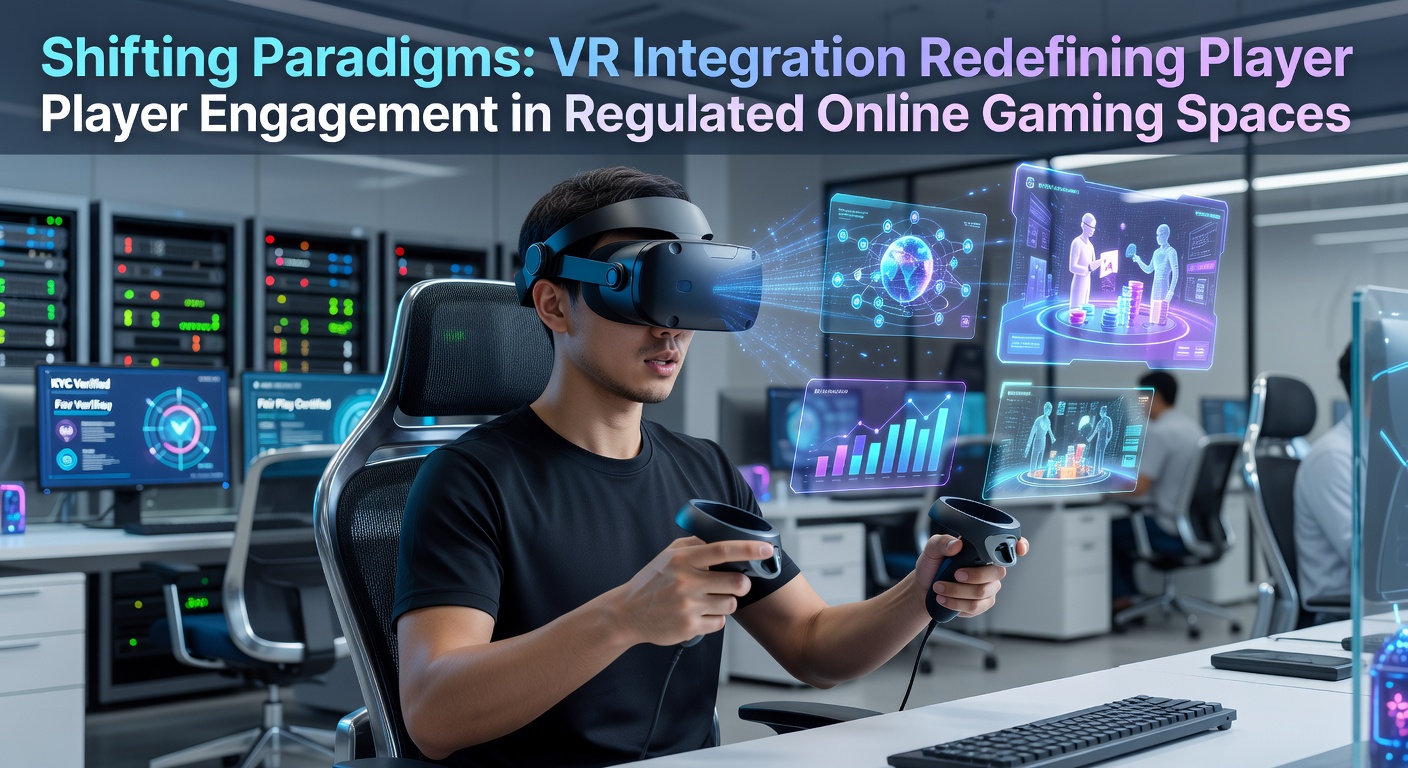 VR-headset in een gereguleerde online gaming-omgeving met interactieve elementen