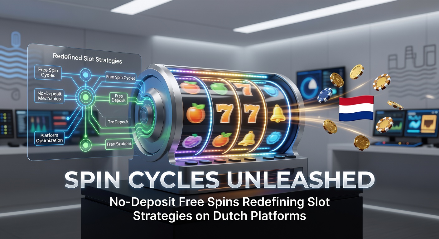 Draaiende slotrollen met kleurrijke free spin bonussen op een Nederlands casino platform, symboliserend risicovrije spins en strategische kansen