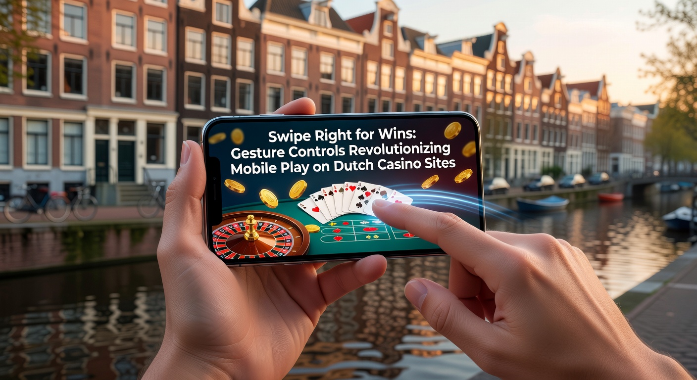 Smartphone met gebaarbesturing in een Nederlands online casino, waar een speler veegt voor een slotspin