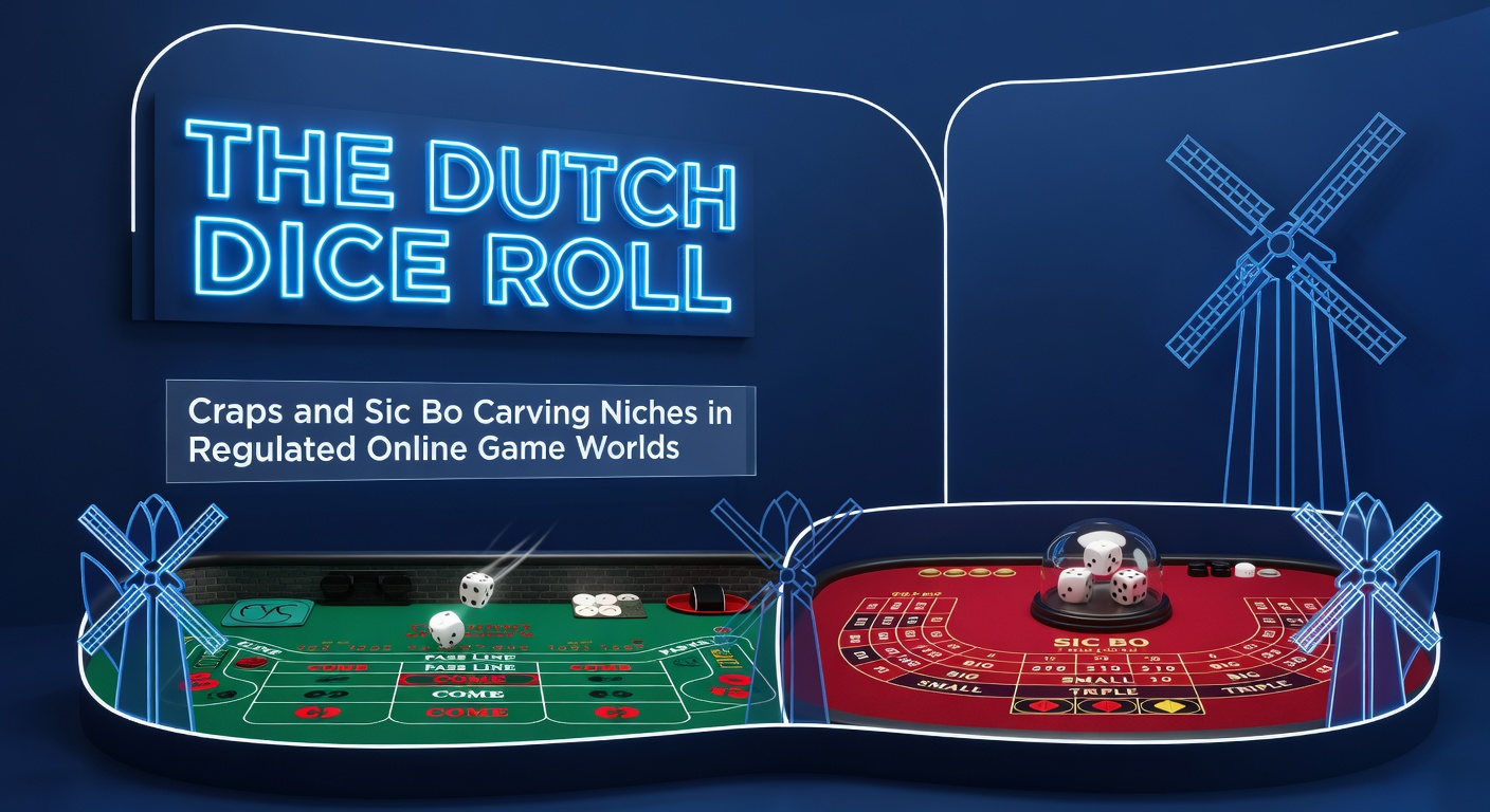 Dobbelstenen rollen over een craps-tafel met spelers die weddenschappen plaatsen in een levendige online casino-omgeving