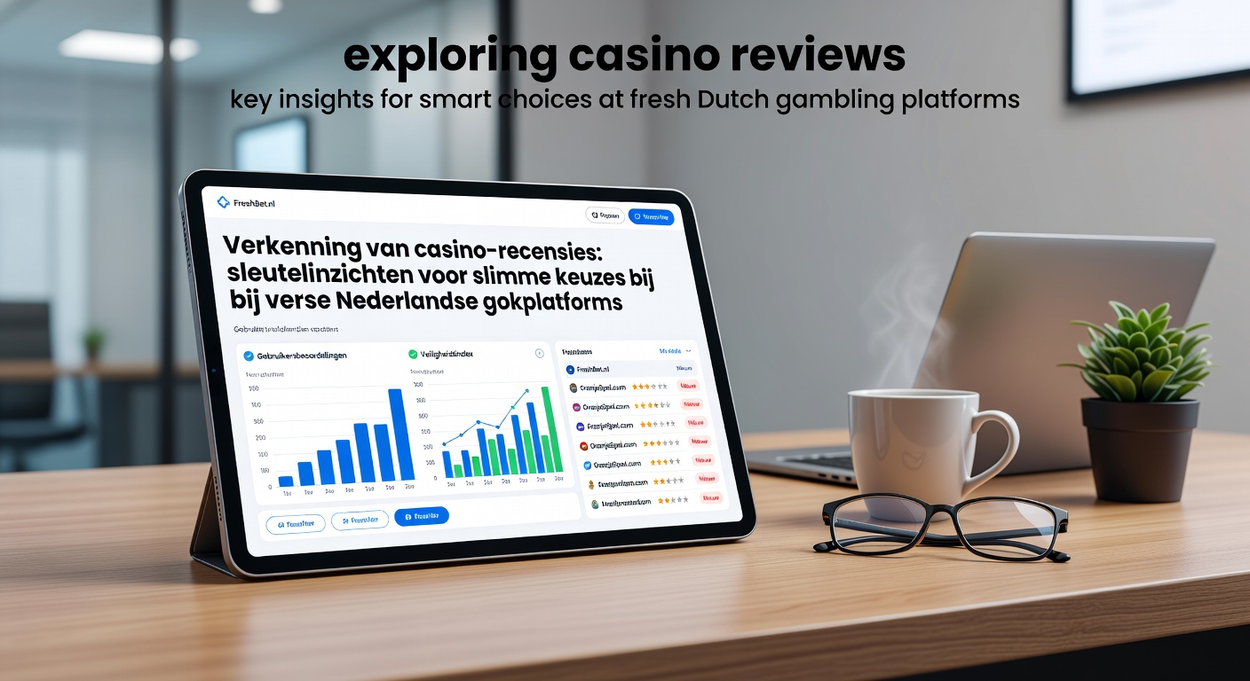 Overzicht van casino-recensies op een scherm met Nederlandse vlag en gokfiches, symboliserend slimme keuzes voor nieuwe platforms